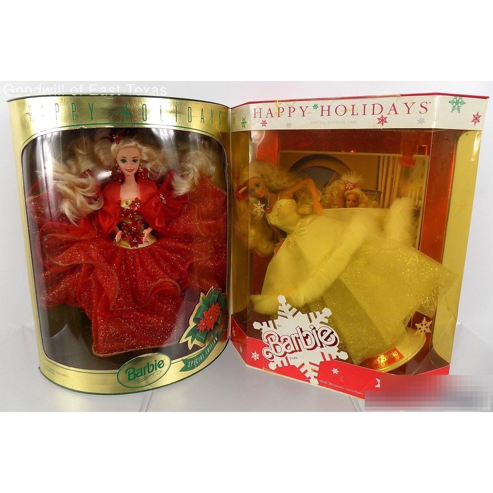 Vintage Happy Holidays Barbie Lot 1989 1993 Special Edition Dolls New In Box